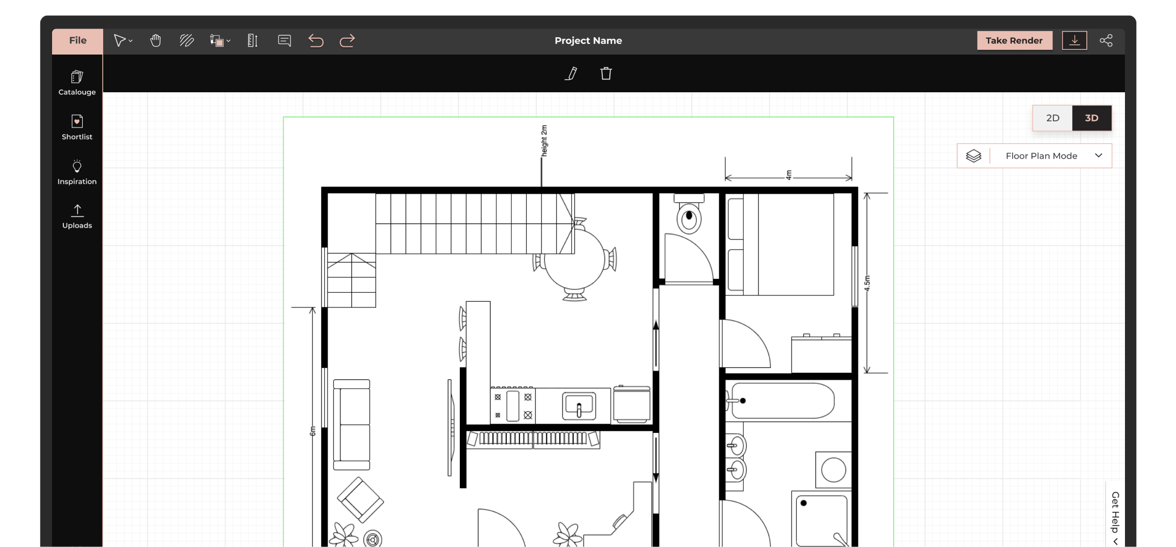 2D floor plan sketch